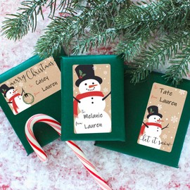 Snowman Kraft Paper Christmas Gift Tags, 75 Labels - Snowman Peel and Stick Gift Wrap Tags, Self Adhesive Holiday Wrapping Paper Stickers