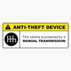 Yellow Anti-Theft Device Manual Transmission Warning Reverse Gear On Bottom