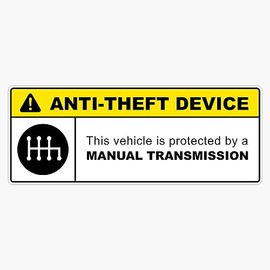 Yellow Anti-Theft Device Manual Transmission Warning Reverse Gear On Bottom Right Vinyl Sticker Waterproof Bumper Sticker Laptop Window 5"