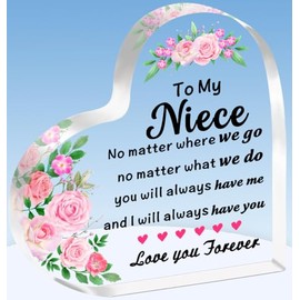 TTOVEN Niece Plaque Gifts Niece Gifts from Auntie Uncle Niece Birthday Gifts Niece Heart-Shaped Plaque Gifts