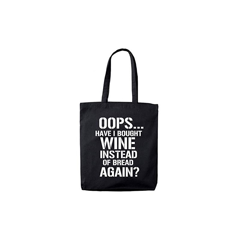 Lolmugs Oops Have I Bought Wine Again 100% Cotton Black