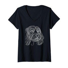 Womens Line Art Cockapoo Cockerpoo V-Neck T-Shirt