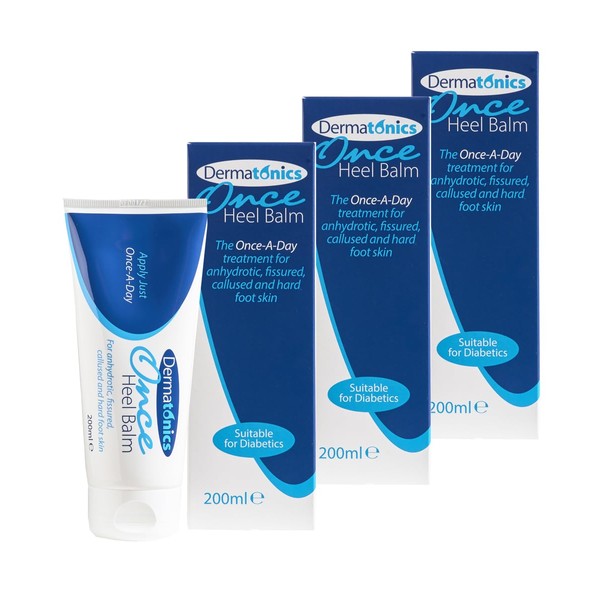 Dermatonics Once Heel Balm | Long-lasting Relief for Rough, Dry, and Callused Heels and Feet | Paraben-free and Clinicaly Proven | Visible Result in 8 Days | Pack of 3 x 200 ml