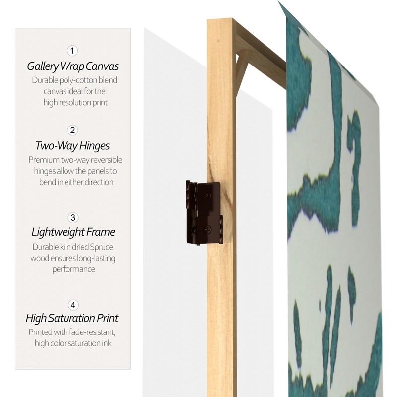 6 ft. Tall Double Sided Teal Vineyard Canvas Room Divider