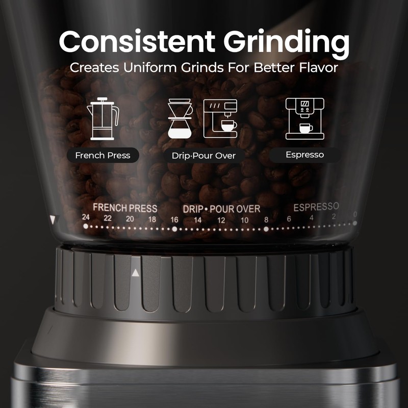 Electric Burr Coffee Been Grinder with Adjustable 24 Precise Grind