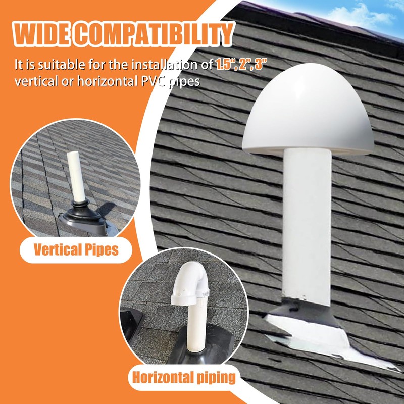 PVC Flue Pipe Roof Vent Cap for 1-1/2" 2" 3"