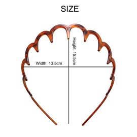 Pack of 4 Zigzag Headbands, Make Up Headband, Shark Tooth Hair Comb, Plastic, Wavy Zigzag Headbands, for Sports, Fitness, Daily for Women (Black/Leopard Brown)