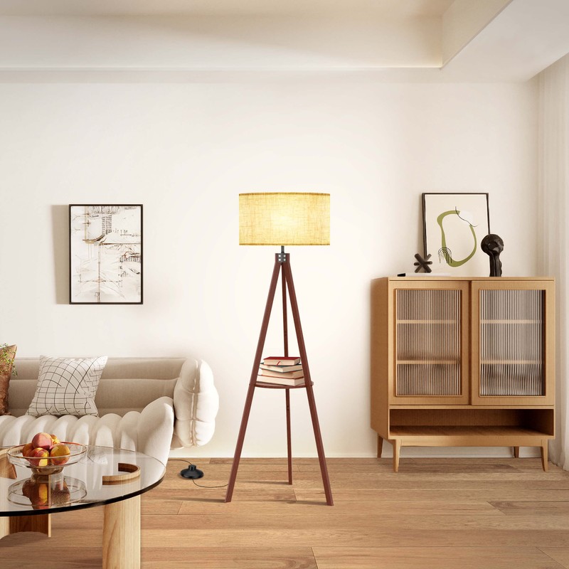 LEPOWER Tripod Floor Lamp, Mid Century Wood Standing Lamp, Modern