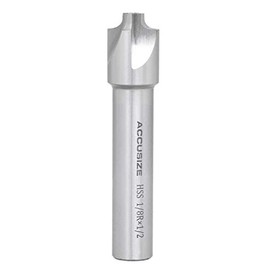 Accusize Industrial Tools 1/8'', H.S.S. Corner Rounding End Mills, 1/2'' Shank Dia, 5/8'' Cutter Dia, 3'' Overall Length, 1011-0018
