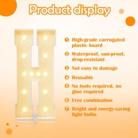 GGPL 4ft Marquee for Letters, Large Light up Letters, Multifunctional 4ft Light up Letters Marquee for Party Decorations, Letter Balloons, Wedding Decor, Proposal Decorations (Letters H)