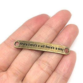 5 x Hope & Belief Charms Connectors 44x5mm Antique Bronze Tone for Gemstone Necklace Bracelet Earrings Keychain Mala Yoga Jewelry Craft Making MCZ423