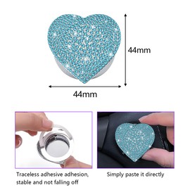 Adunsiaoto Car Push Start Button Decorative Protective Cover, Car Engine One Button Start Buttons Protective Cover, Bling Automotive Start-Stop Buttons Cover (Blue)