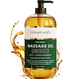 Cosmetasa Sore Muscle Massage Oil - 8.8 oz, Soothes Muscle and Joint with Arnica Extract, Peppermint, Chamomile, and Lavender Oil (8.8 oz, Sore Muscle)