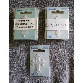 Simplicity New Gift Simplicity Applique Iron Patch White Mini Cross 1/CD Qty 3 Each 6pc