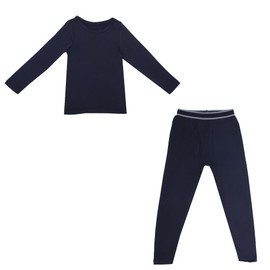EVERYDAY KIDS Boys Navy Thermal Top and Bottom Underwear Set; Long Johns for Kids; Base Layer Set for Cold Weather - Microfleece and Moisture Wicking (Navy, 4T)