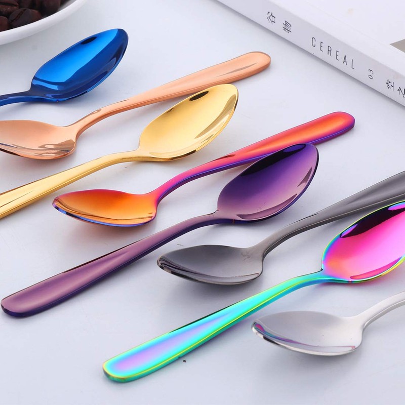 SBOMHS Teaspoons Set of 8, Coffee Spoons/Dessert Spoons, 5.5inch/14cm (Coloured)