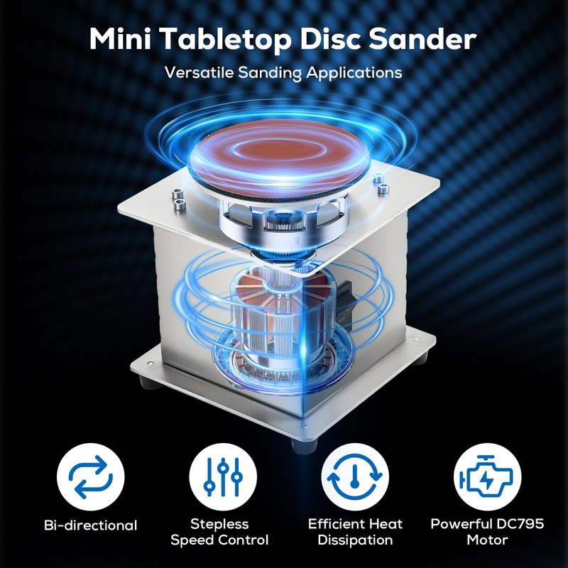 Mini Tabletop Disc Sander, 4” Electric Bench Sanding Machine with