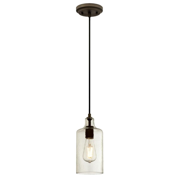 Westinghouse Lighting 6328900 One-Light Indoor Mini Pendant, Oil Rubbed Bronze Finish with Clear Textured Glass