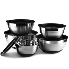 Mixing Bowls with lid set of 6 , Stainless Steel Mixing Bowls, Cooking Mixing Bowls, Premium Quality