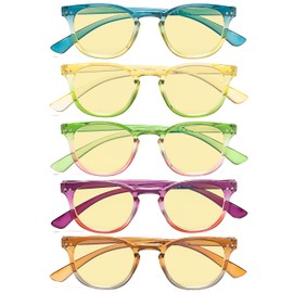 Eyekepper 5 Pack Reading Glasses Blue Light Blocking Digital Eye Strain Computer Readers Yellow Tinted +1.50