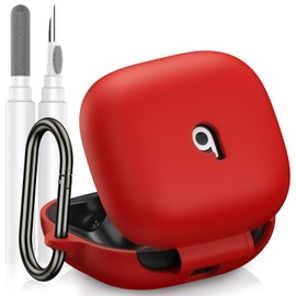 LDSXAY Compatible with Beats Powerbeats Pro 2 Case Cover, Soft Silicone Shockproof Protective Skin Case for Beats Powerbeats Pro 2 2025 with Cleaner Kit & Carabiner, Top Logo Visible (Red)