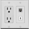 RiteAV 15 Amp Power Outlet and CAT6 USBC Wall Plate [Gray]