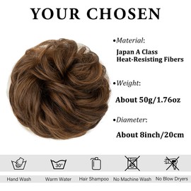 CJL HAIR Large Messy Bun Hair Piece Wavy Curly Scrunchies Synthetic Chignon Ponytail Hair Extensions Thick Updo Hairpieces for Women Chocolate