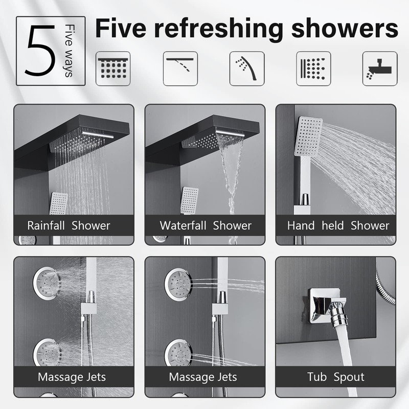 AlenArt Shower Panel Tower System, Multi Function Shower System with