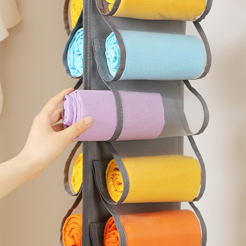 Tiardey 16pcs Hanging Legging Storage Organizer,Foldable Clothes Storage Hanging Bag,Clothes