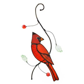 Cute Birds Suncatcher Bird Stained Glass Window Hangings for Window Home Decor (Cardinal)