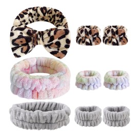 3 Stück Stirnbänder Und 3 Paar Armbänder, Weiche Plüsch-Stirnbänder, Gesichtswasch-Stirnbänder, Elastische Stirnbänder, Hautpflegezubehör