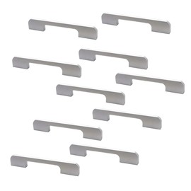 NUZAMAS Set of 10 Cabinet Door Handles and Pulls, Furniture Drawer Handles, Zinc Alloy, 140mm Long, Kitchen Cabinet Wardrobe Knobs Bars, Center to Center 128mm Silver Color
