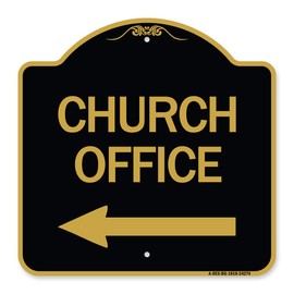 SignMission Designer Series Sign - Church Office | Black & Gold 18" X 18" Heavy-Gauge Aluminum Architectural Sign | Protect Your Business & Municipality | Made in The USA