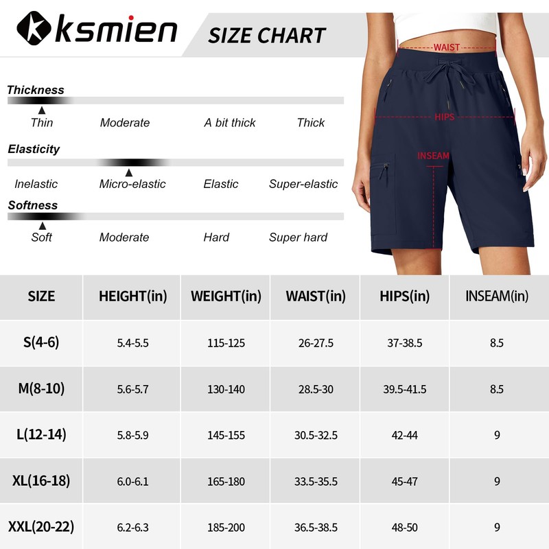 Ksmien - Pantalones cortos cargo para mujer, de secado rápido,