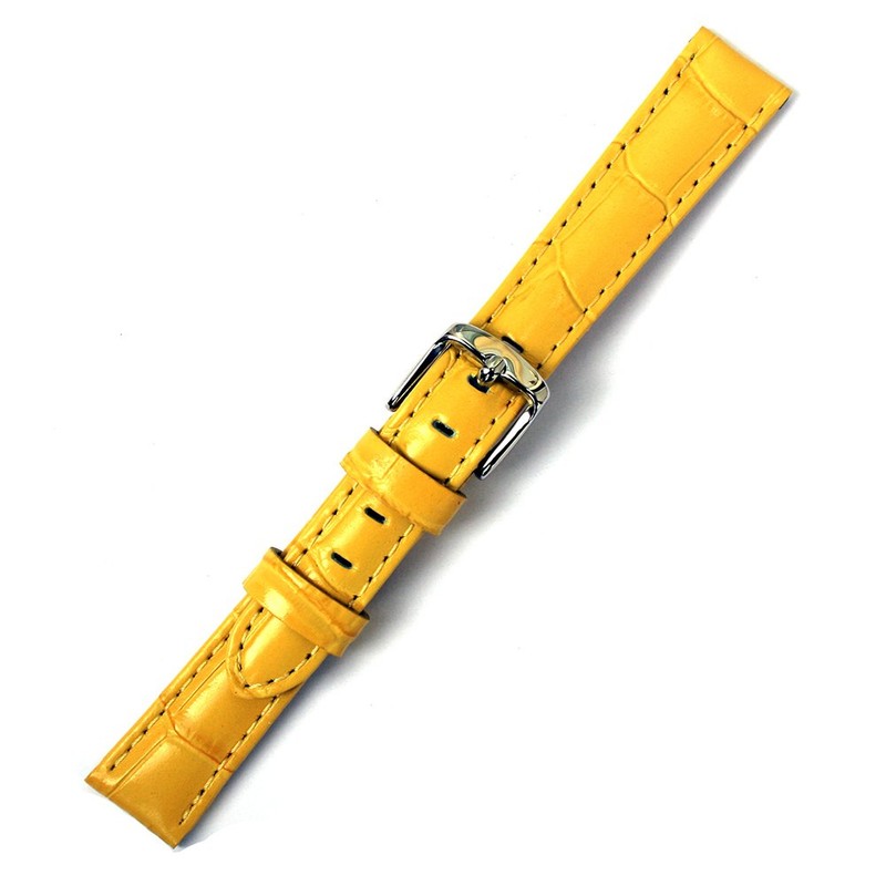 Leather Croco Embossed Yellow 14 Millimeters Watch Strap