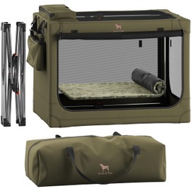 Noah & Paw Collapsible Dog Crate 30 Inches, Large Dog Crate for Large Medium Breeds, Travel Kennel for Car, Including Pet Mat for Pet Cage, 2 Storage Pockets, Handbag, 10mm Locking Zipper 30*21*21