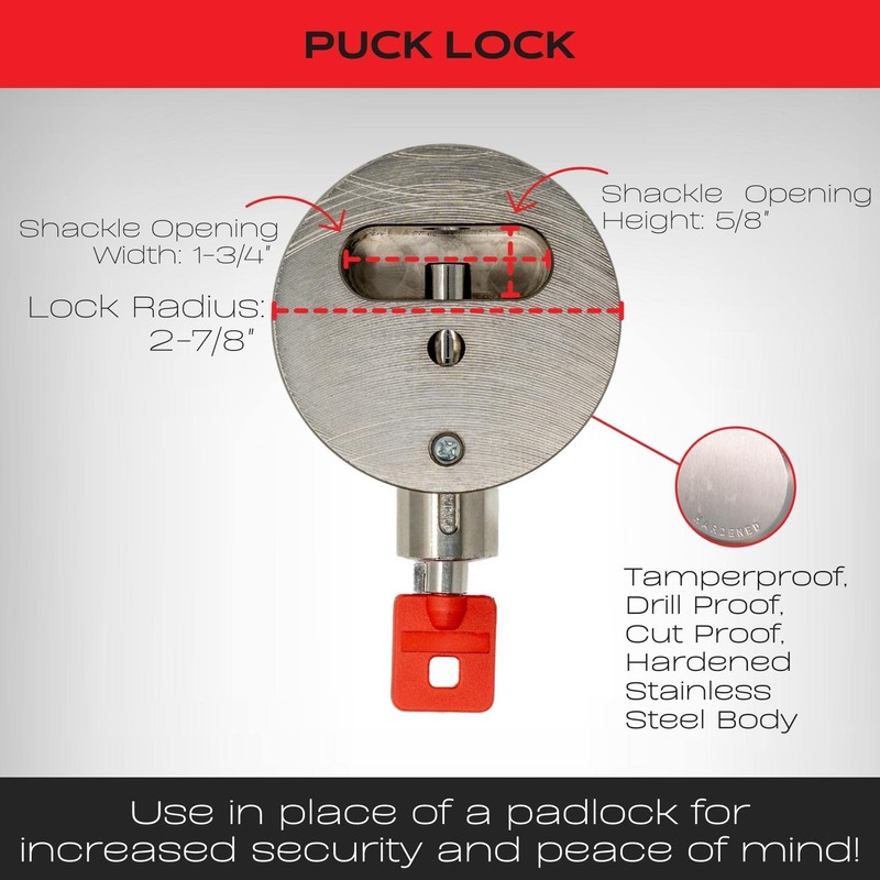 Equipment Lock Puck Lock - Stainless Steel, Multi-Use Uncuttable Lock