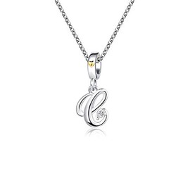 KunBead Jewelry Children's Initial Necklace Letter C Pendant Mother Daughter Name Love Mum Crystal Pendant Necklace Sale