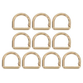 MECCANIXITY D Shaped Spring Snap Keychain Clip, 27mm Metal Trigger Keychain Hook Clip Key Hook Buckle for Purses Wallet Belts Hardware Bags, Light Gold Pack of 10