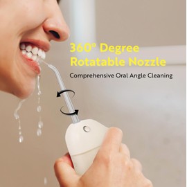 Cordless Water Flosser for Teeth, Gums, Braces, Dental Care with Travel Bag 150 ML-4 Speed Modes, 360° Rotating Nozzle, Rechargeable IPX7 Waterproof Portable Electric Water Flossing Machine