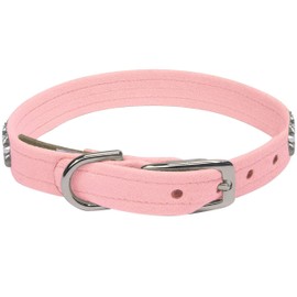 Susan Lanci Designs Ultrasuede Premium Dog Collar with Crystal Rocks, Puppy Pink, X-Small