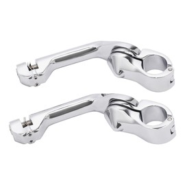 TCMT 1 1/4" 32mm Long Angled Highway Engine Guard Bar Foot Peg Mount Kit Fits For Harley Touring Road King Street Glide Road Glide Electra Glide Softail Sportster Dyna with 1.25" Engine Guards