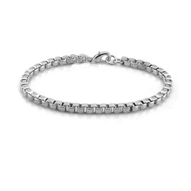 Treasure Bay Womens 3.5mm Solid 925 Silver Box Chain Bracelet (17.5)