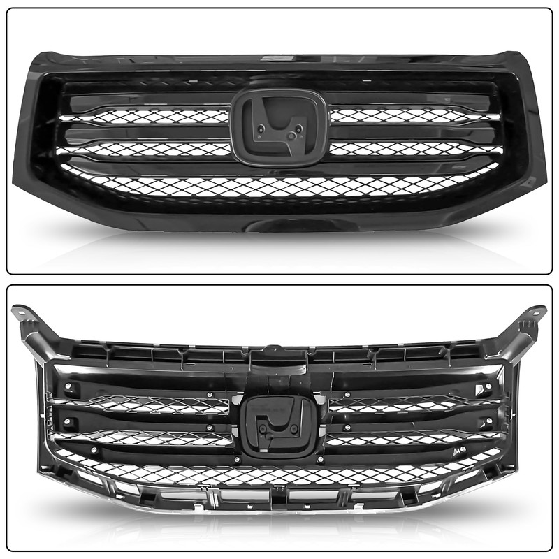 Partsflow Front Bumper Upper Grille Grill Assembly Gloss Black Compatible