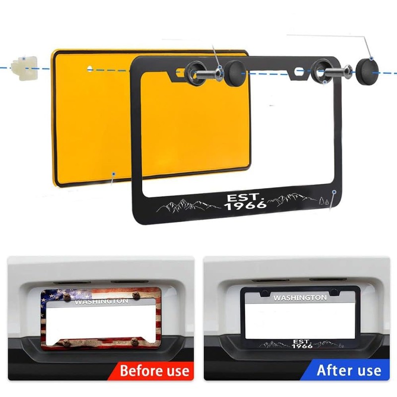 2pcs License Plate Frame with Screws Aluminum Metal Auto US