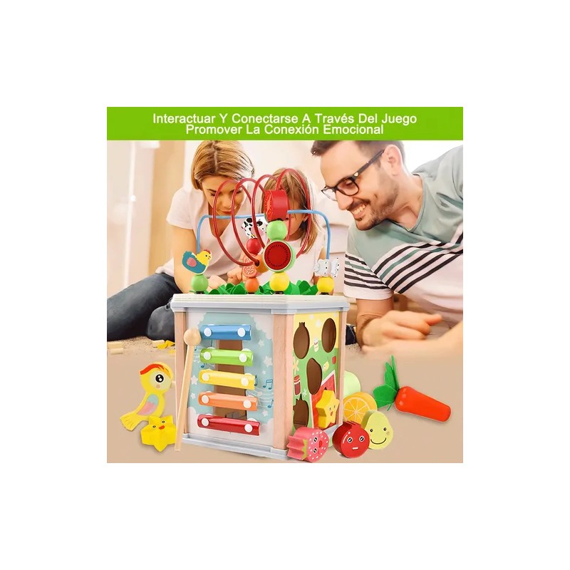 Cubo Actividades Montessori Educativo 7 En 1 Con Laberinto