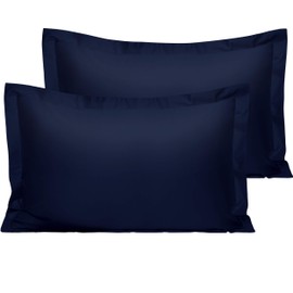 NTBAY 2 Pack 500 Thread Count 100% Egyptian Cotton Oxford Pillowcases, Super Soft and Breathable Euro Standard Pillow Cases | Hotel Quality Pillow Shams, 50x75 cm, Navy