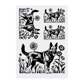 Azeeda 4 x 'Deutscher Schäferhund im Sonnenblumenfeld' Temporäre Tattoos - Wasserfest, Hautfreundlich & Ungiftig · Transfers in Verschiedenen Größen (TO00083116)