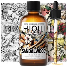 HIQILI Sandalwood Fragrance Oil for Home Diffuser, Luxury Hotel Scent, Perfect for DIY Candle & Soap Making, Add to Body Lotion - 1 Fl Oz