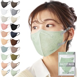 Iris Ohyama RK-F5SUD Daily Fit Mask, JIS Certified, Non-woven Fabric, Sculpted, Bi-Color, Regular Size, Individually Packaged, Blends With Your Complexion, Fall, Pack of 5, Pistachio and Gray